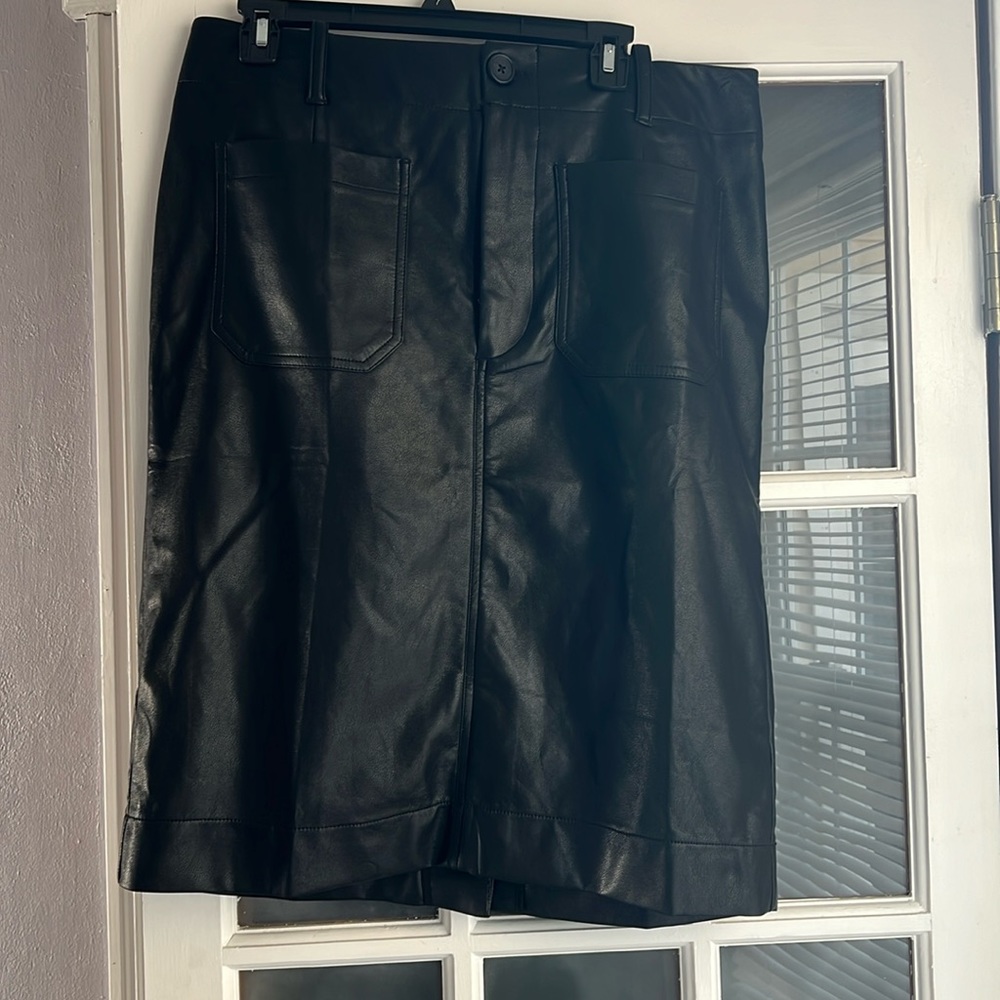Anthropologie Maeve faux leather black skirt